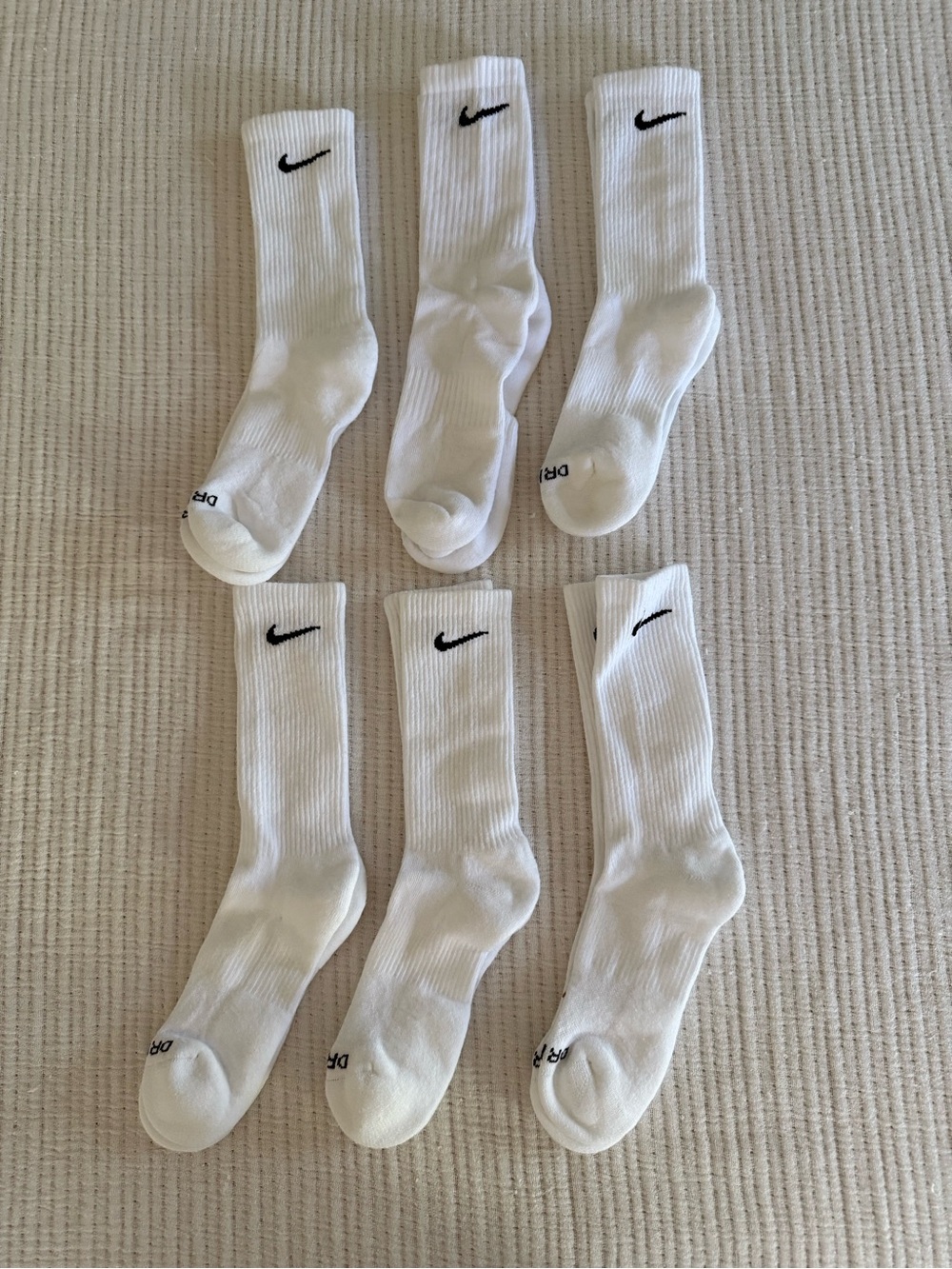 Nike White Crew Athletic Socks with Black Swoosh – 6-Pack